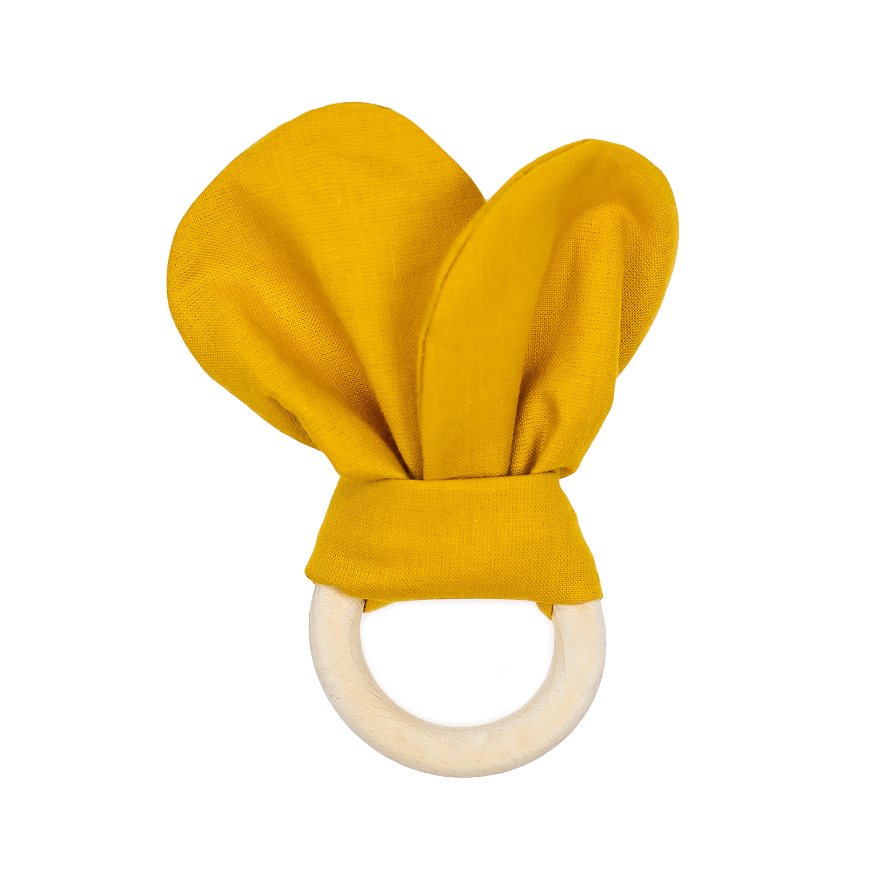 WOODEN TEETHER FAVORITE TOY MUSTARD