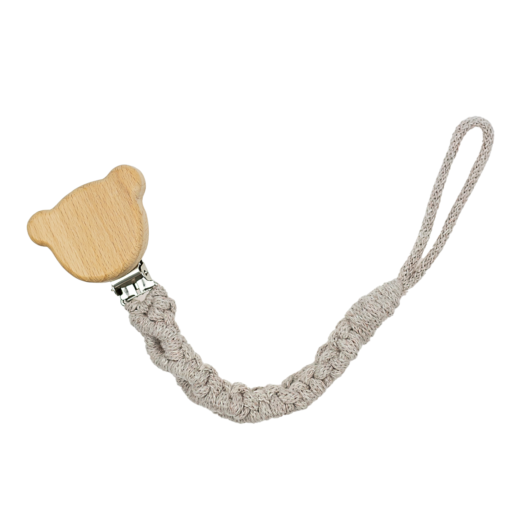 MACRAME PACIFIER CLIP CAPPUCCINO