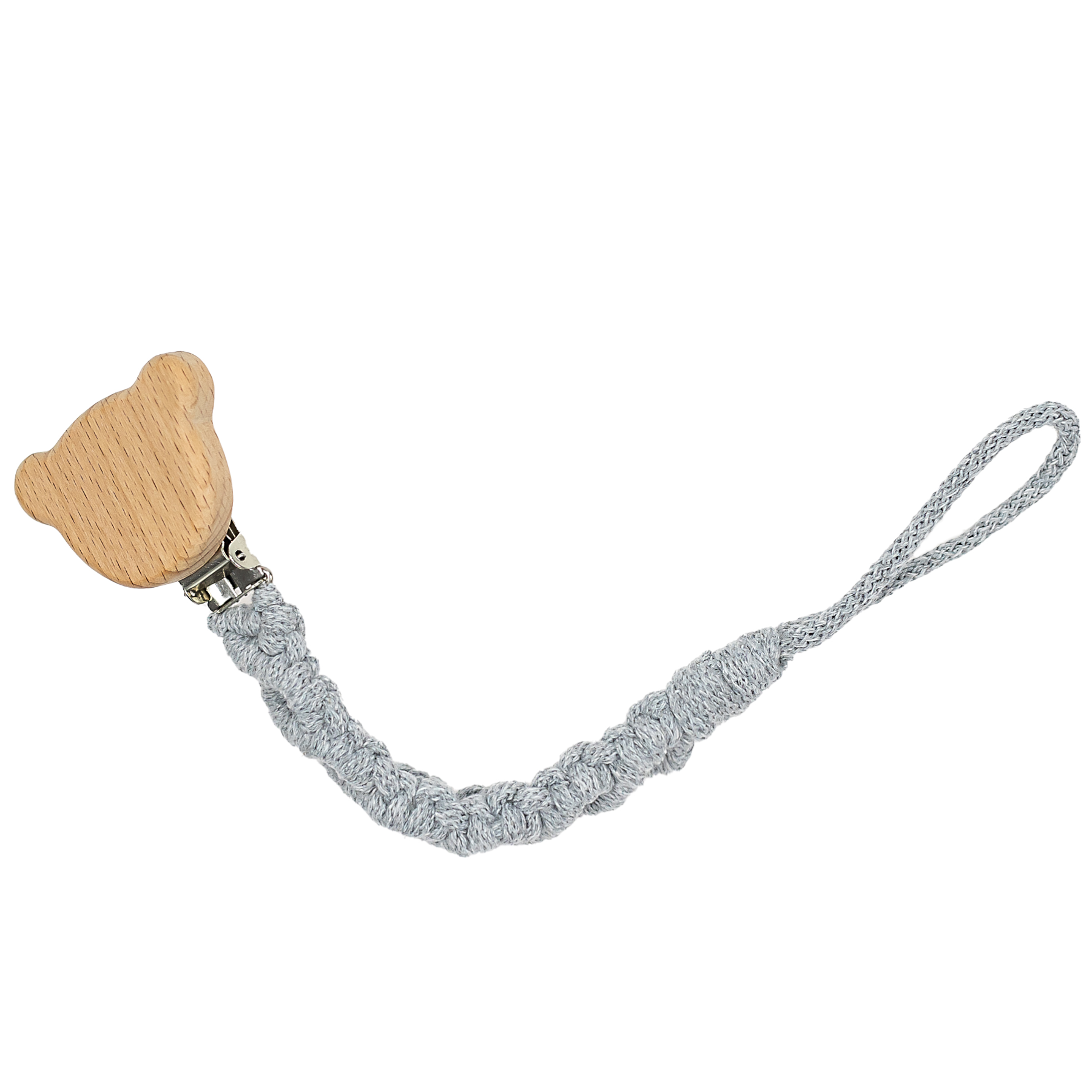 MACRAME PACIFIER CLIP GREY