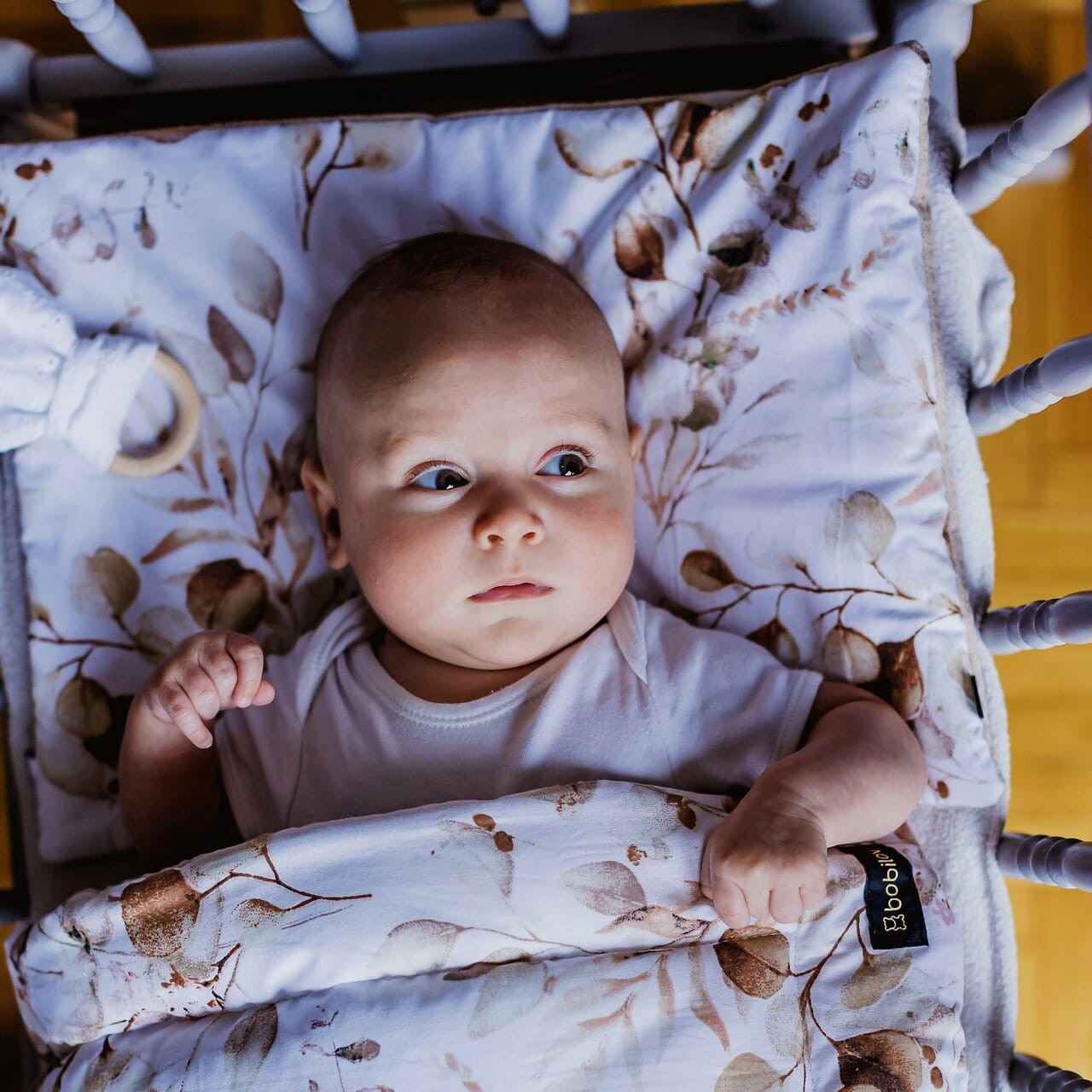 REVERSIBLE BABY BEDDING SET EUCALYPTUS BROWN