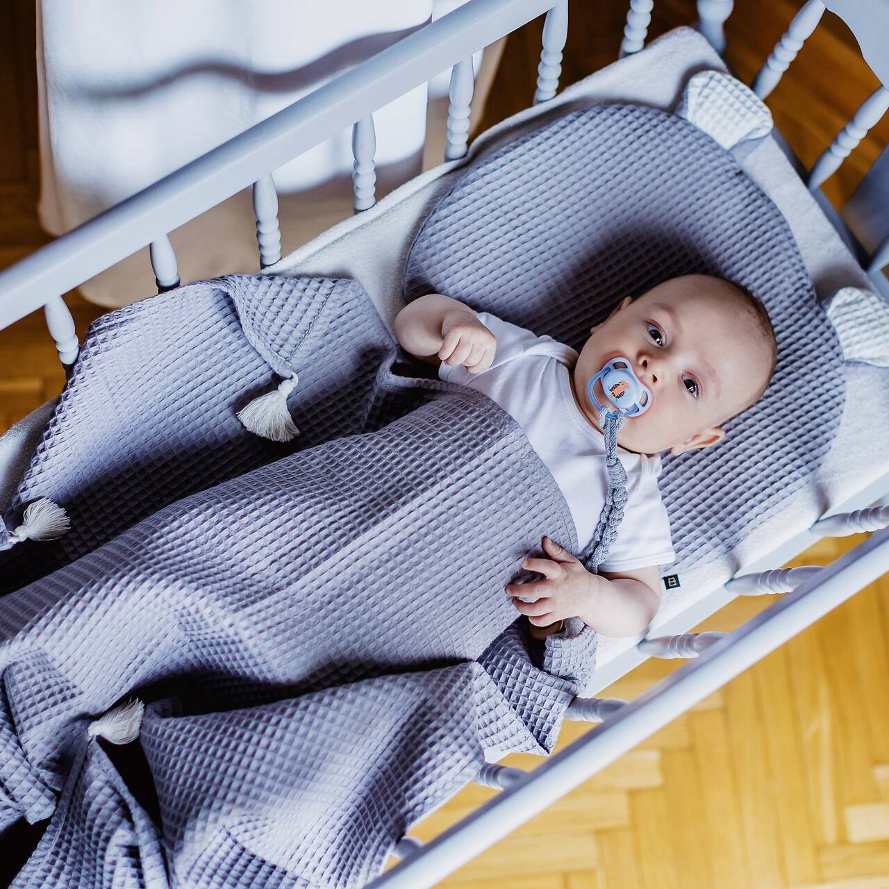 COTTON WAFFLE BLANKET GREY