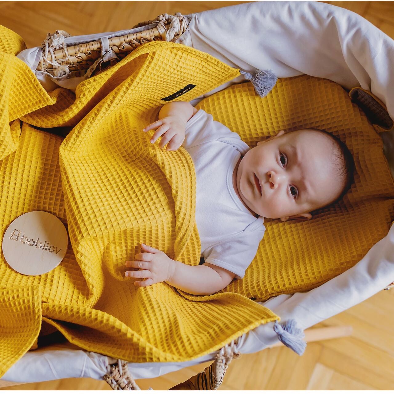 COTTON WAFFLE BLANKET MUSTARD