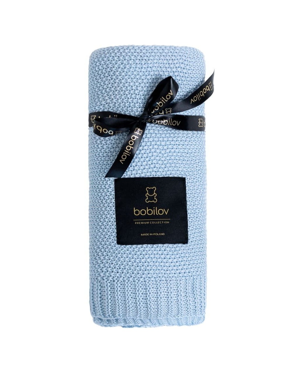 BAMBOO KNITTED BLANKET BLUE