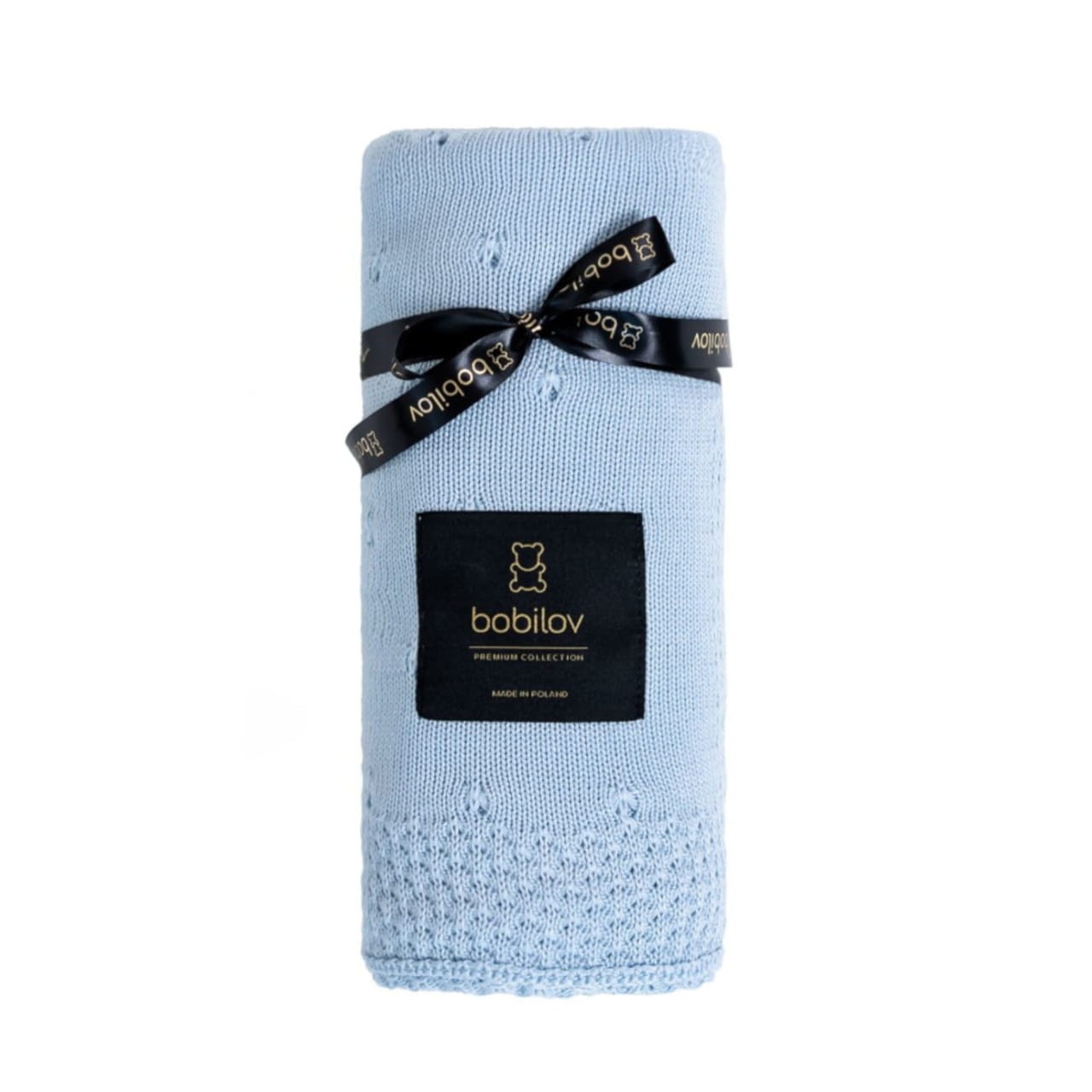 BAMBOO KNITTED BLANKET BLUE