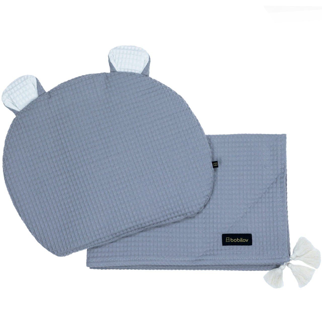 COTTON WAFFLE BLANKET GREY