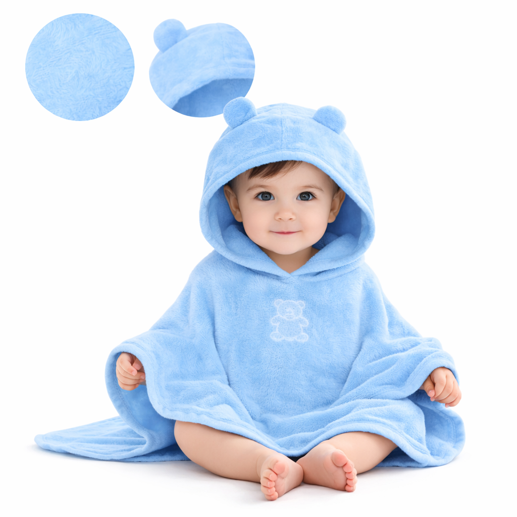  BATHROBE PONCHO FROTTE TEDDY MINT