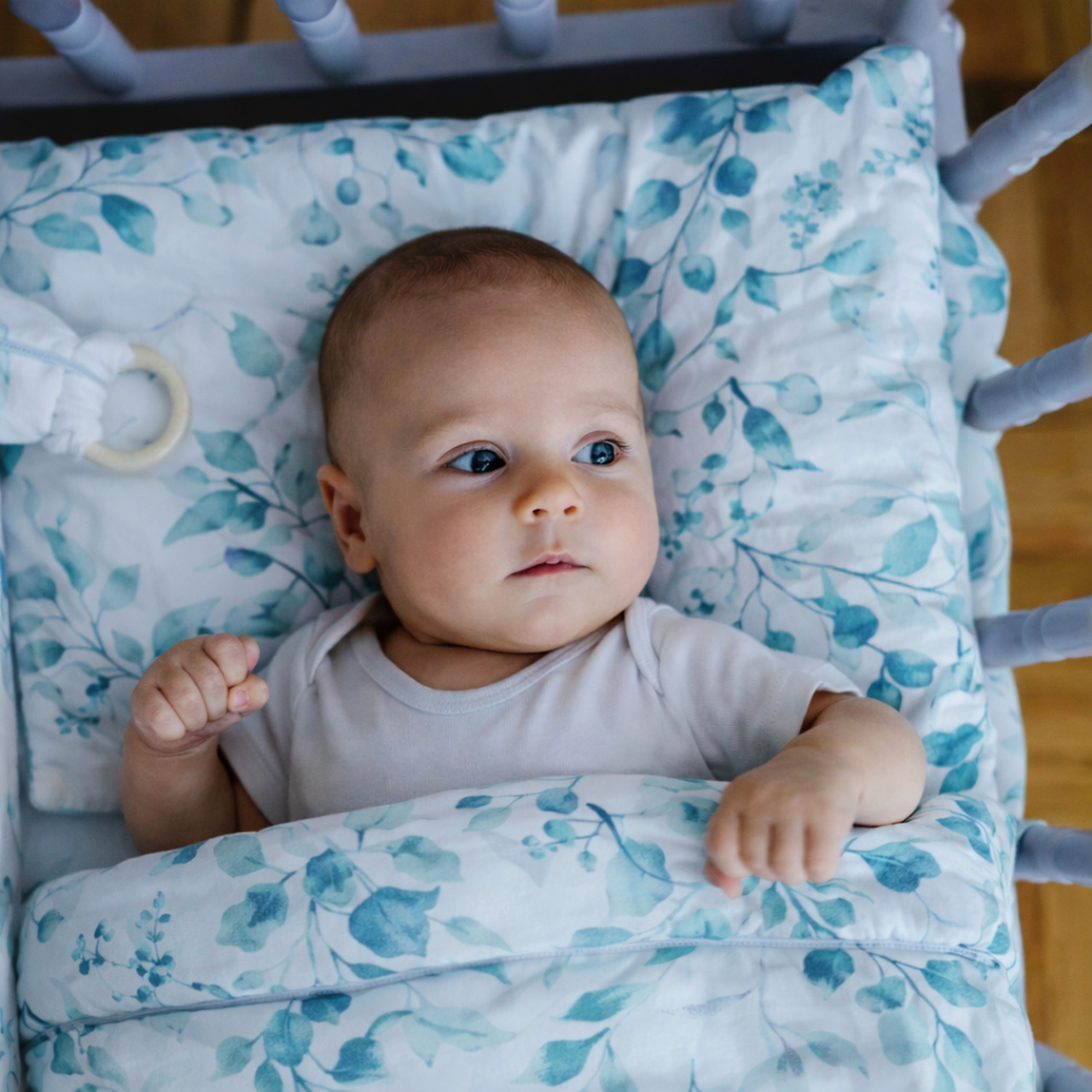 REVERSIBLE BABY BEDDING SET EUCALYPTUS MINT