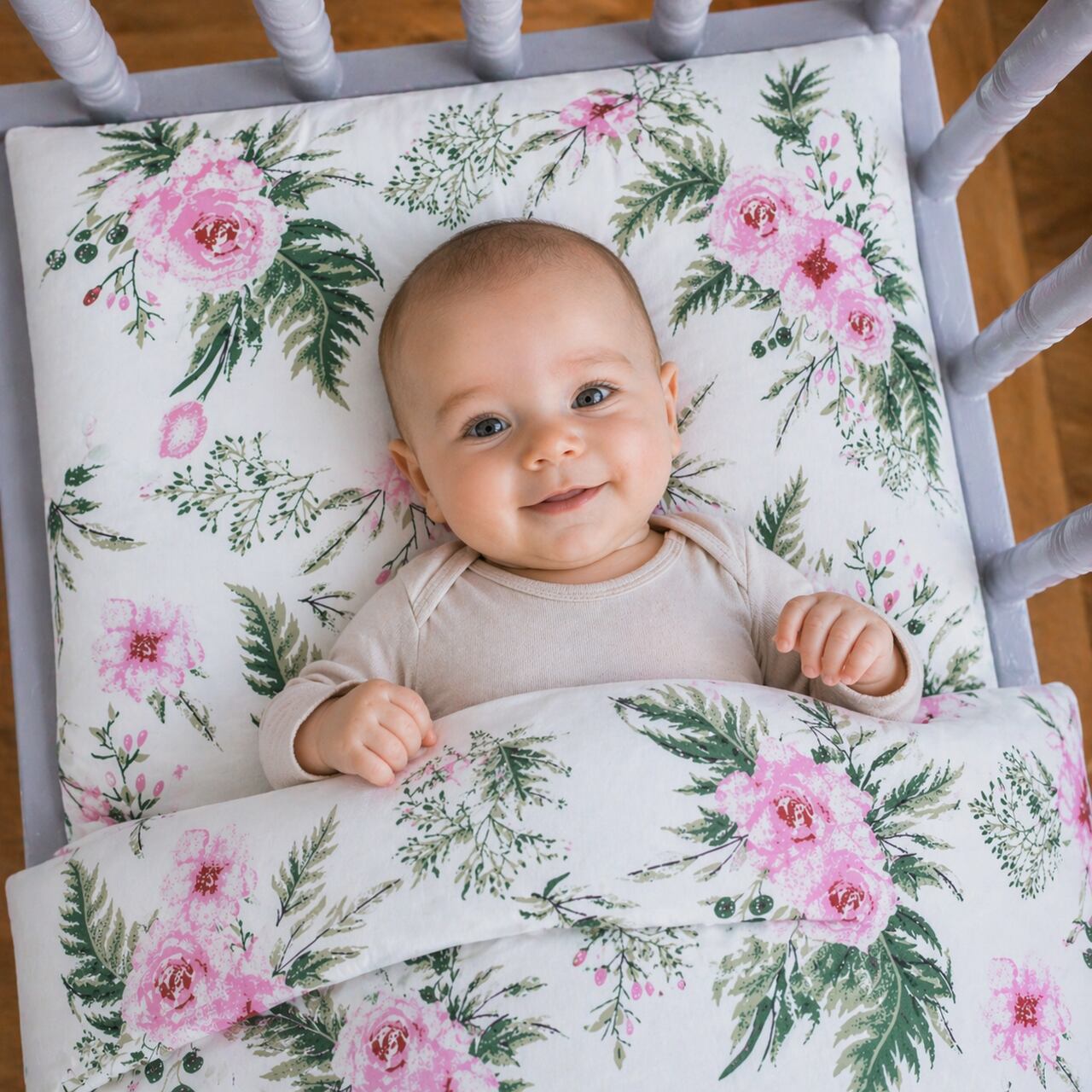  REVERSIBLE BABY BEDDING SET WILD FLOWERS