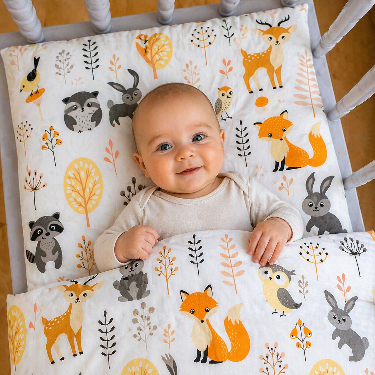 REVERSIBLE BABY BEDDING SET PRIMEVAL FOREST