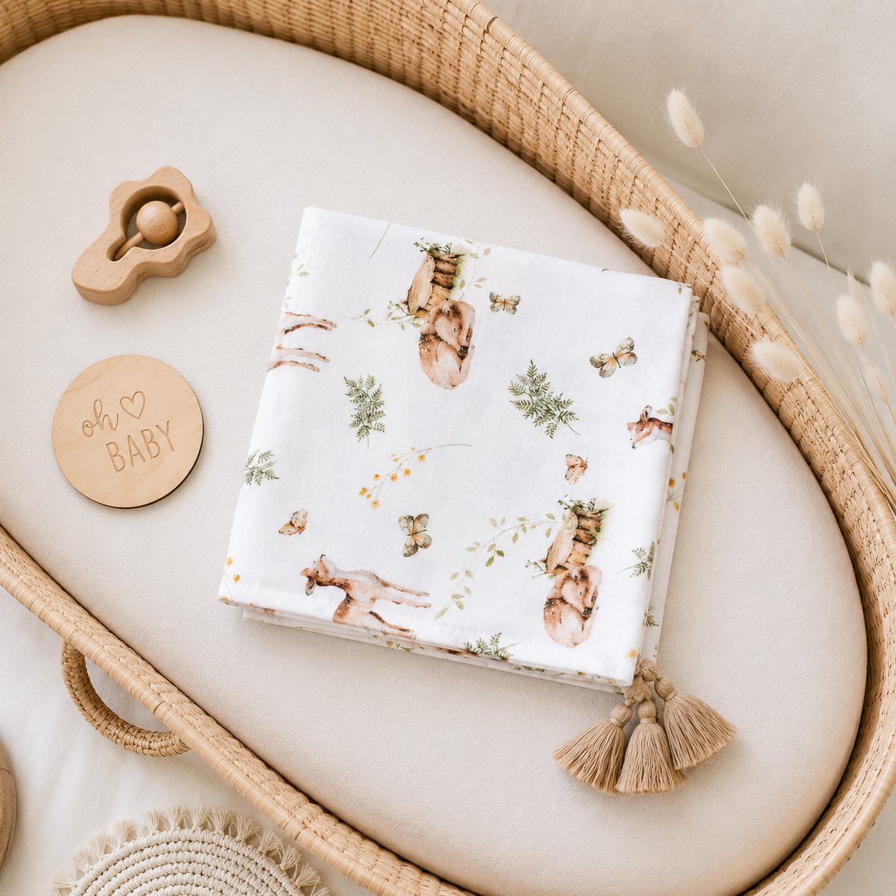 BAMBOO SWADDLE BLANKET FAWNS