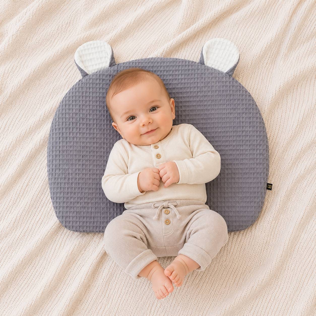 TEDDY BEAR PILLOW GREY