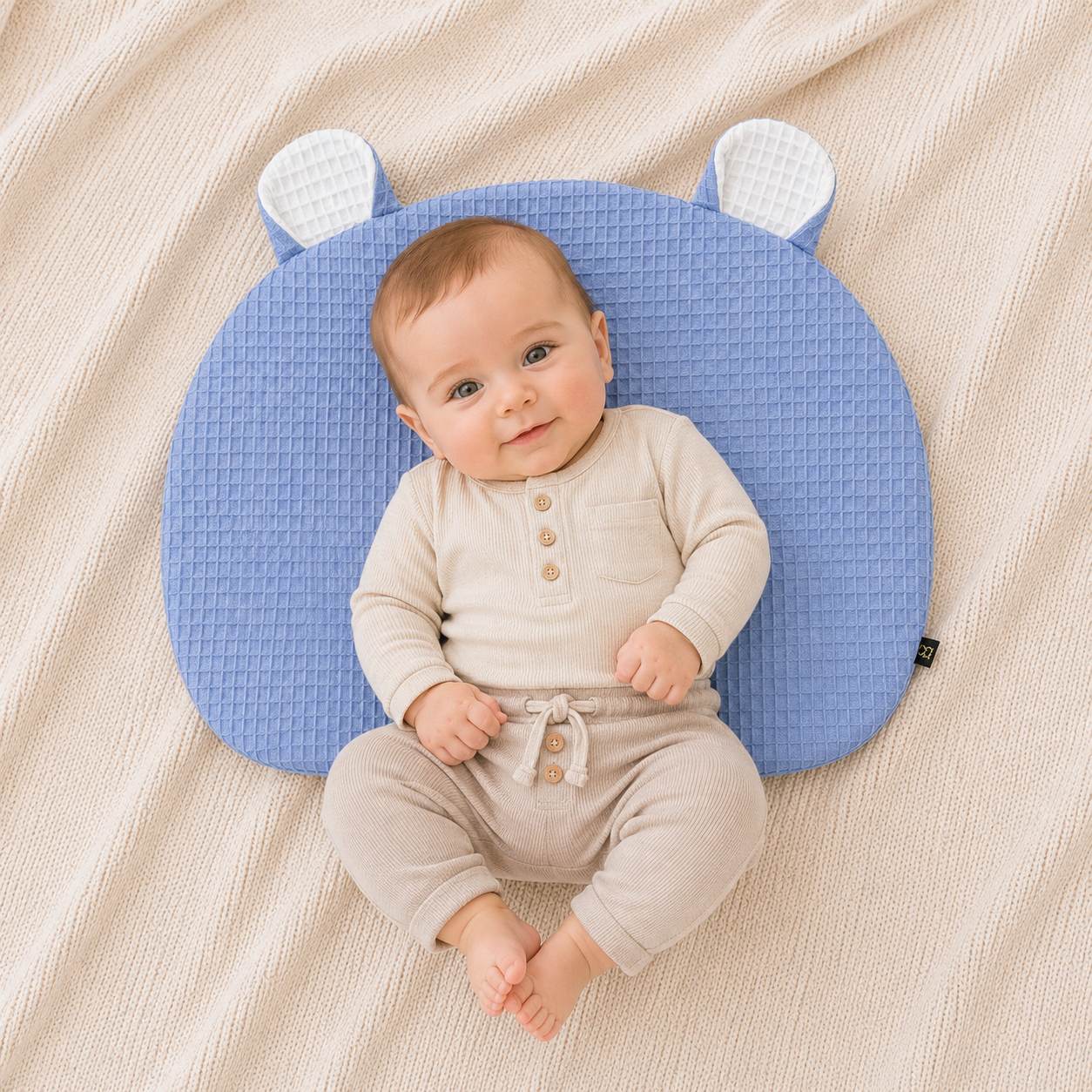 TEDDY BEAR PILLOW BLUE