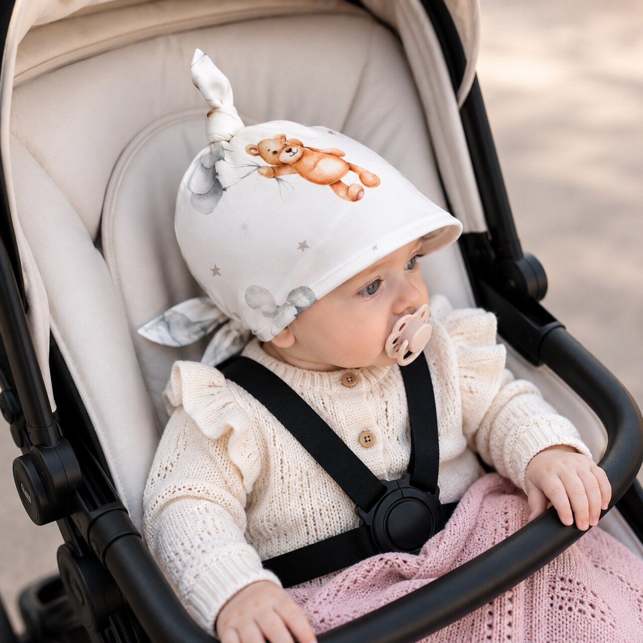 BAMBOO BABY SCARF CAP TEDDY
