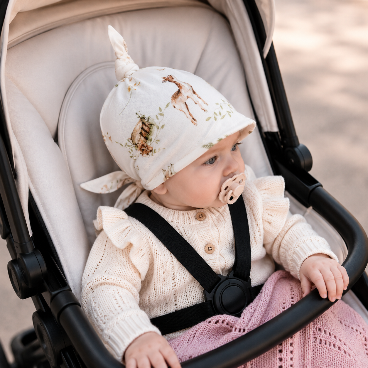 BAMBOO BABY SCARF CAP FAWNS