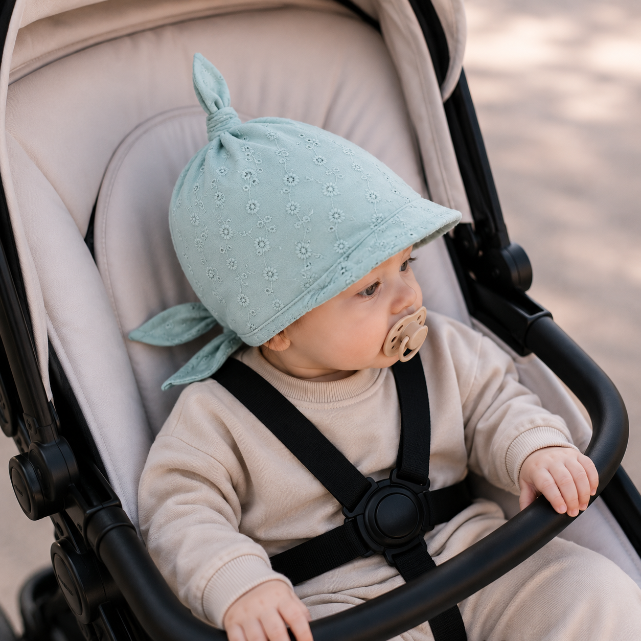 COTTON BABY SCARF CAP MINT
