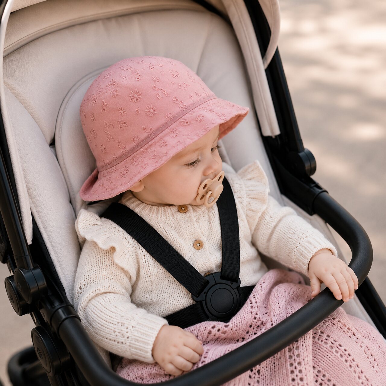 BOBILOV COTTON LACY HAT PINK 3M+