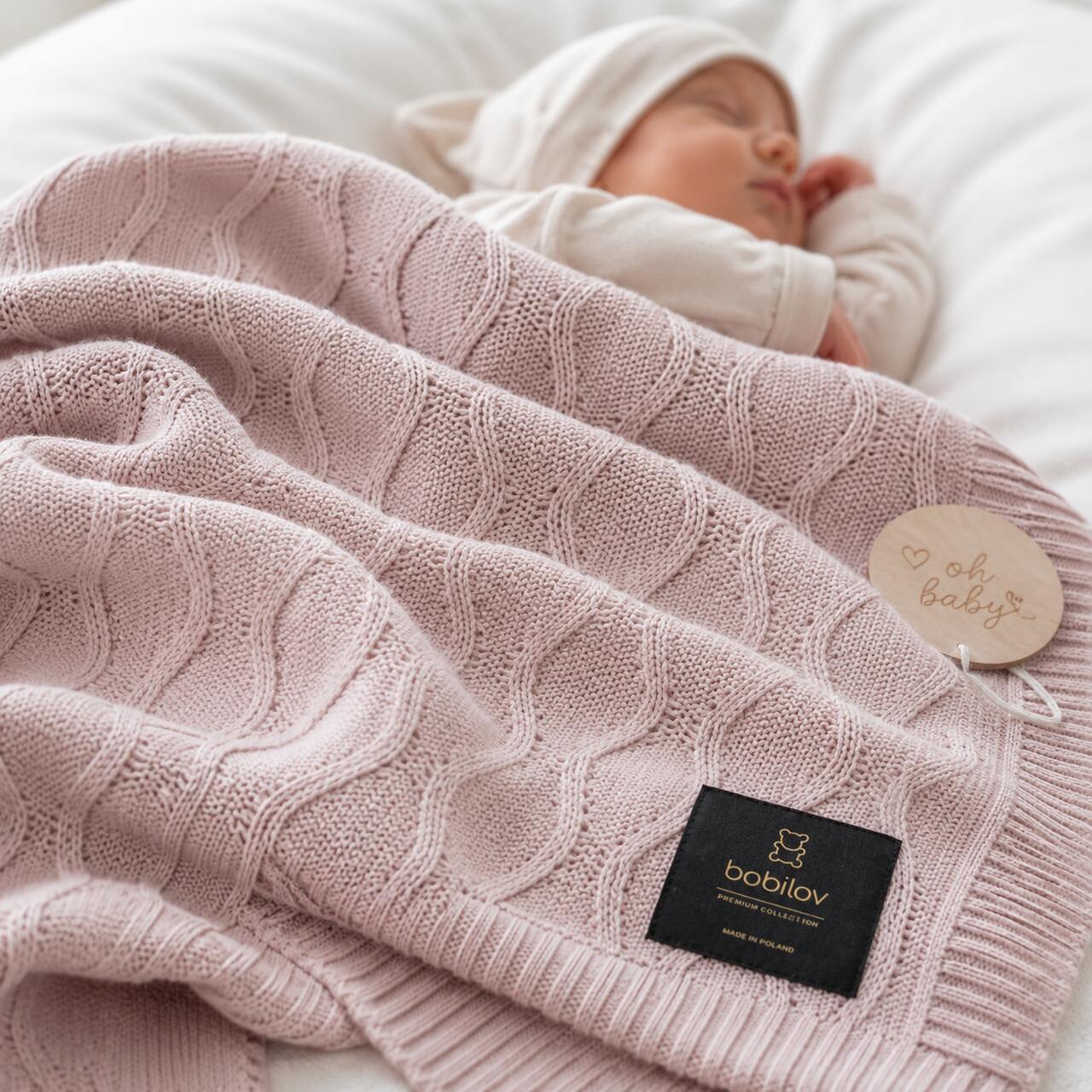 BAMBOO KNITTED BLANKET PINK