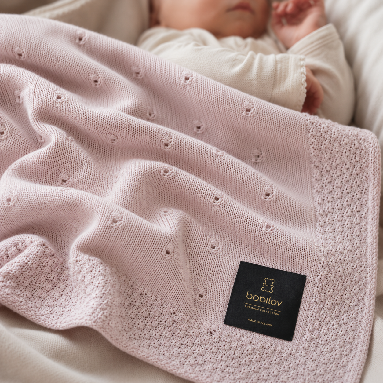 BAMBOO KNITTED BLANKET PINK