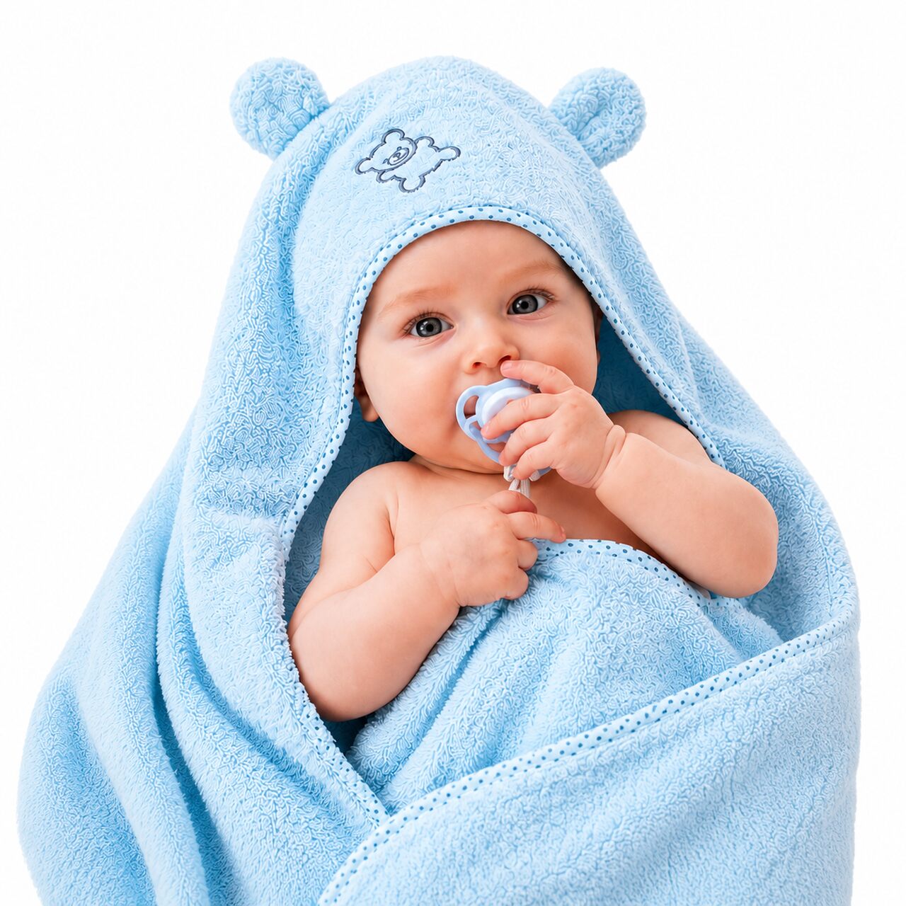 HOODED FROTTE BATH TOWEL TEDDY MINT