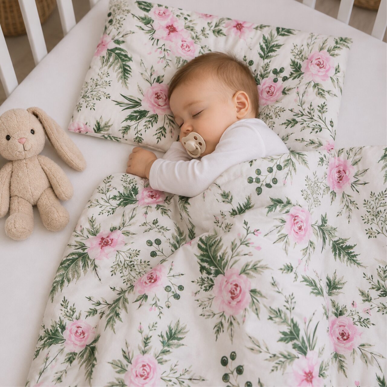  REVERSIBLE BABY BEDDING SET WILD FLOWERS