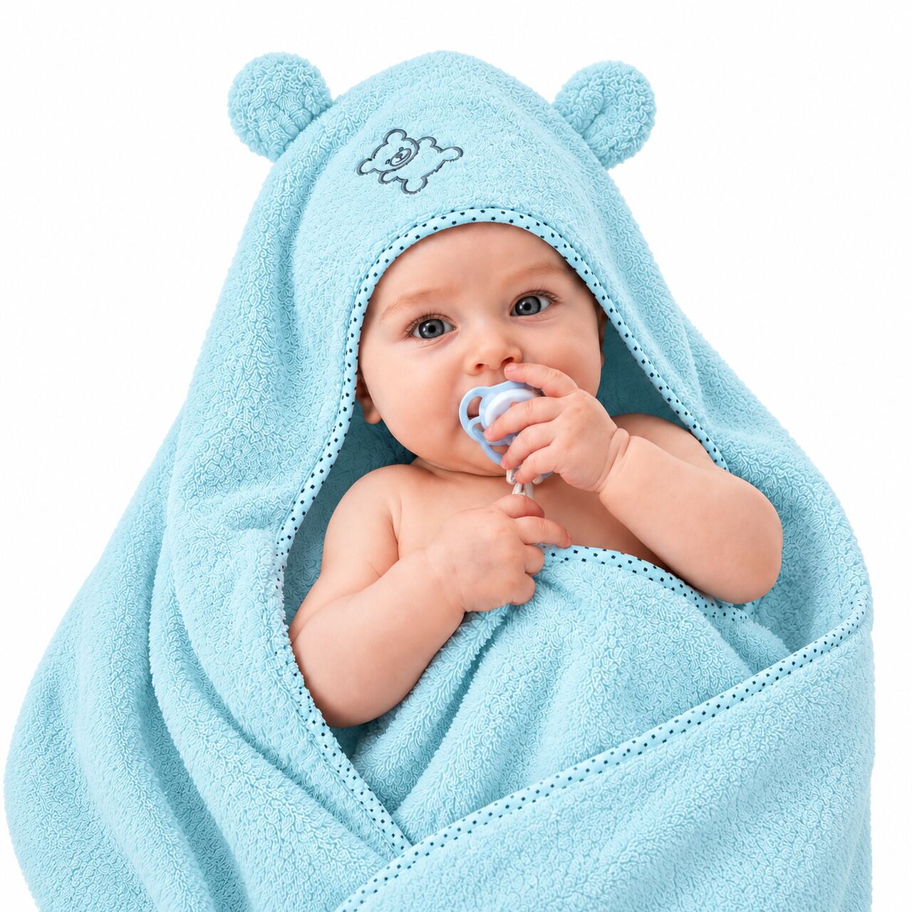 HOODED FROTTE BATH TOWEL TEDDY MINT