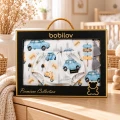 Bambusowy zestaw prezentowy w autka BOBILOV w eleganckim pudełku – prezent na narodziny i Baby Shower