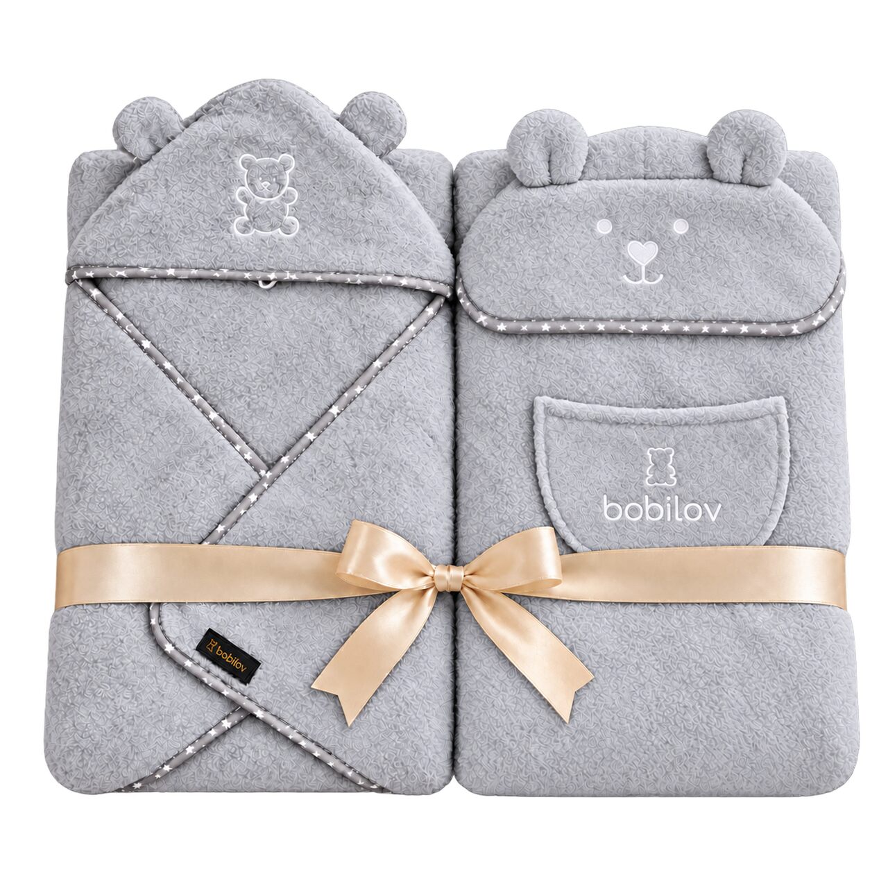 HOODED BATH TOWEL FROTTE TEDDY GREY (1) (1)